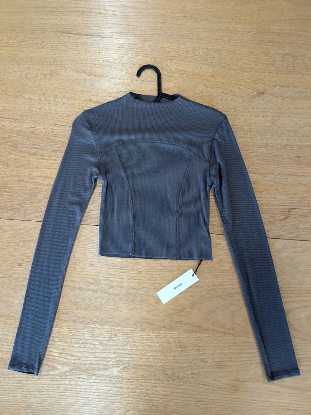 Joah Brown Mock Neck Longsleeve Body Seam Grey